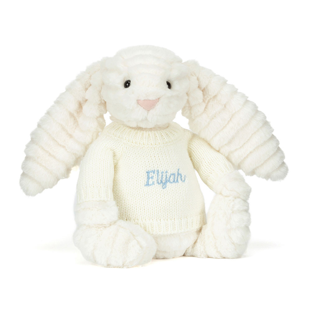 Bashful Luxe Bunny Nimbus with Personalized Cream Jumper